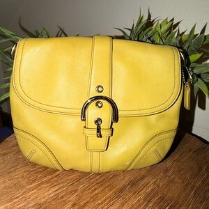 Yellow green vintage coach bag